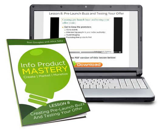 lesson 8 computer cover Ron Douglas & Alice Seba – Info Product Mastery - Available now !!!